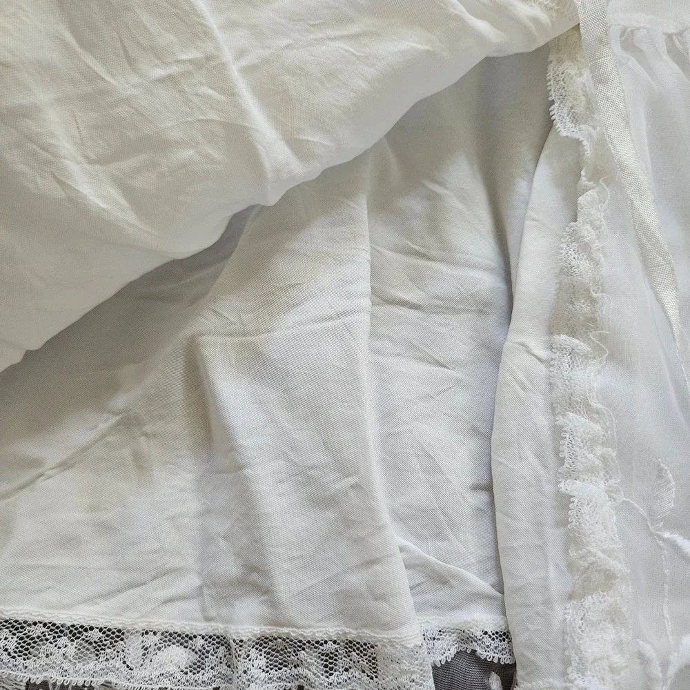 Vintage White Sheer Organza Baby Dress Floral Lace Embroidery‎ Christening Dress